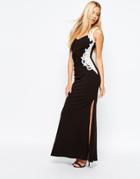 Lipsy Maxi Dress With Lace Side Detail - Black