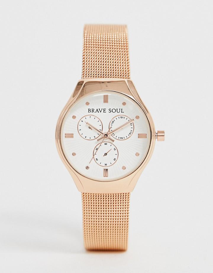 Brave Soul Ladies Chronograph Mesh Watch-pink