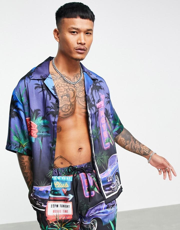 Bershka Shirt With Motel Print In Black