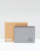 Asos Leather Wallet In Gray With Black Details - Gray