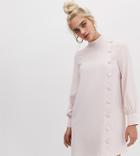 River Island High Neck Swing Dress With Button Side Detail In Light Pink - Pink