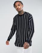 Asos Oversized Vertical Stripe Long Sleeve T-shirt - Black