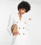 Asos Design Tall Linen Double Breasted Blazer In White