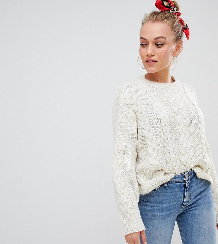 Asos Design Petite Cable Jumper - Cream