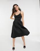 Asos Design Cowl Neck Cami Midi Prom Dress In Black-pink