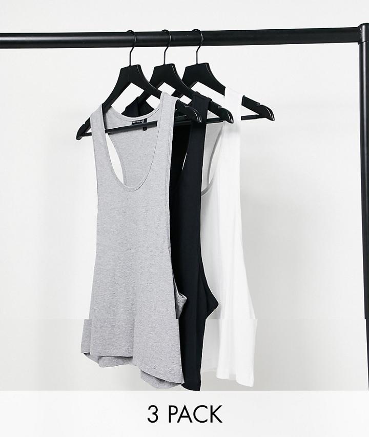 Asos Design Organic Tank With Extreme Racer Back 3 Pack Multipack Saving