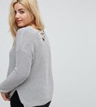 Brave Soul Plus Kriss Kross Sweater With Back Detail - Gray