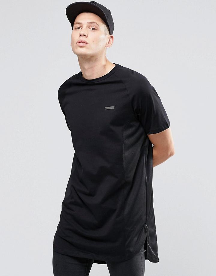 Criminal Damage Plain Long Line T-shirt - Black
