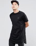 Criminal Damage Plain Long Line T-shirt - Black