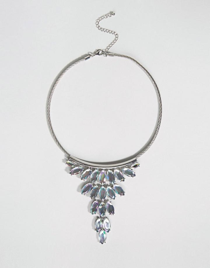 Designb Statement Gem Collar Necklace - Silver