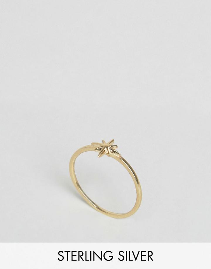 Asos Gold Plated Sterling Silver Star Ring - Gold