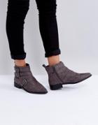 Miss Kg Flat Stud Buckle Boots - Gray