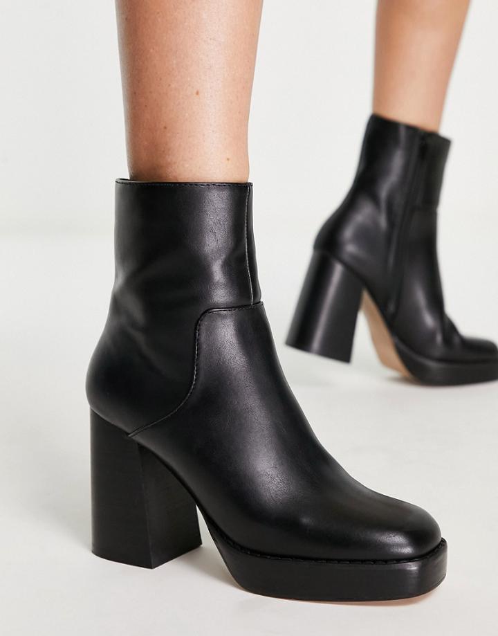 Miss Selfridge Bullet Black Pu Chunky Boot