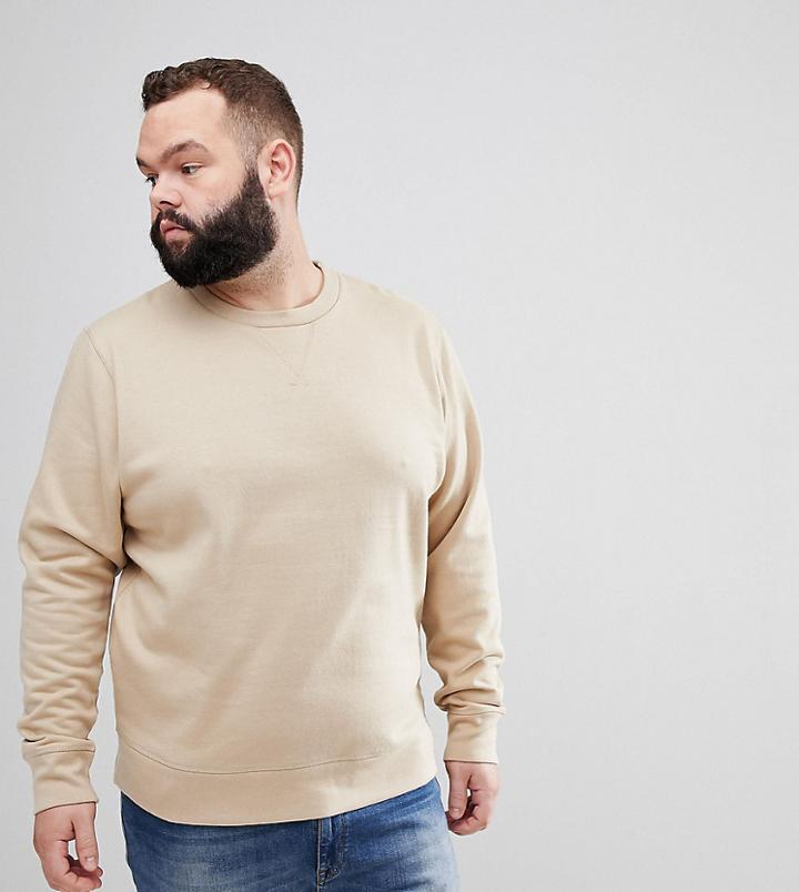 Brave Soul Plus Basic Crew Neck Sweat - Cream