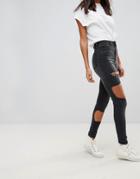 Waven Anika High Rise Destroyed Skinny Jeans - Black