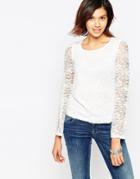 Only Long Sleeve Lace Top - Cloud Dancer