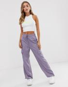 Asos Design Utility Pants With Pocket Detail - Purple