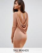 Missguided Tall Cowl Back Bodycon Dress - Brown