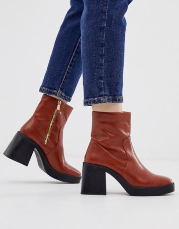 Raid Lexus Brown Chunky Ankle Boots - Tan