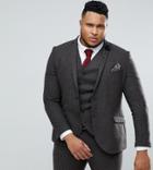 Heart & Dagger Plus Skinny Suit Jacket In Weave - Brown