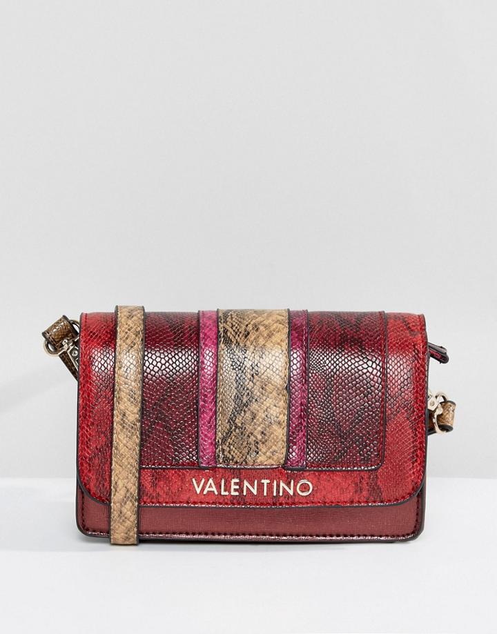 Valentino By Mario Valentino Faux Snake Cross Body Bag - Red