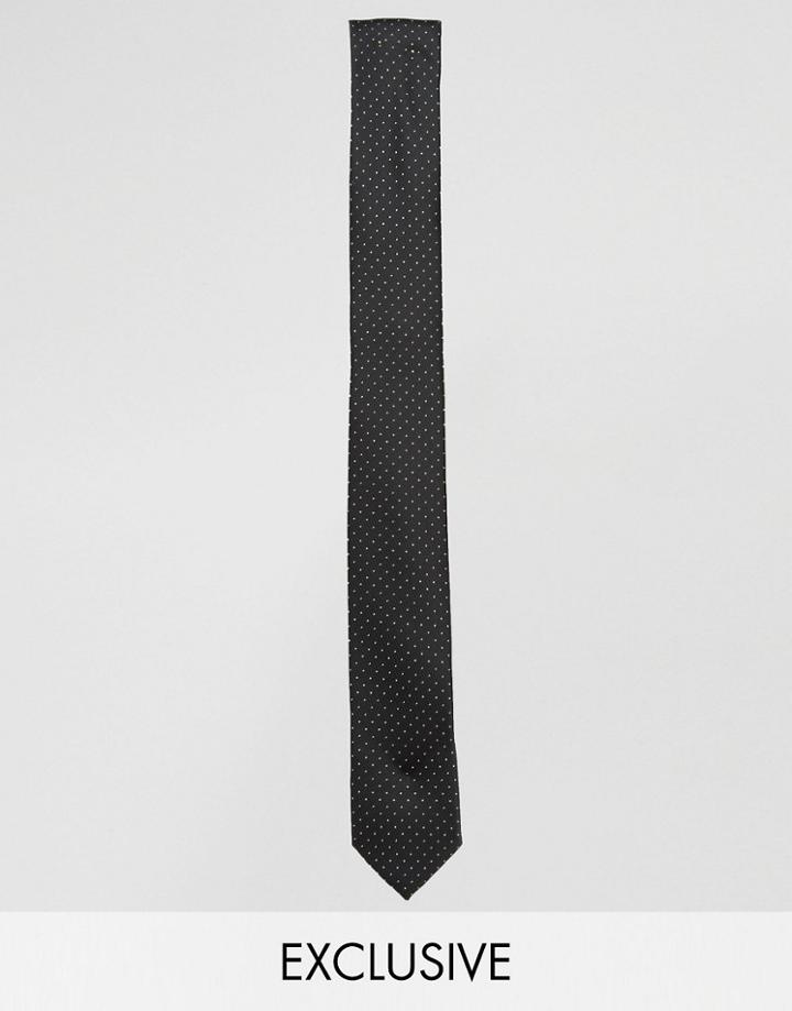 Reclaimed Vintage Polka Dot Skinny Tie Black - Black