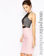 Asos Petite 90's High Neck Body-conscious Dress With Mesh Detail And Cutout - Multi