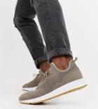 Pull & Bear Knitted Runner Sneakers In Khaki - Green