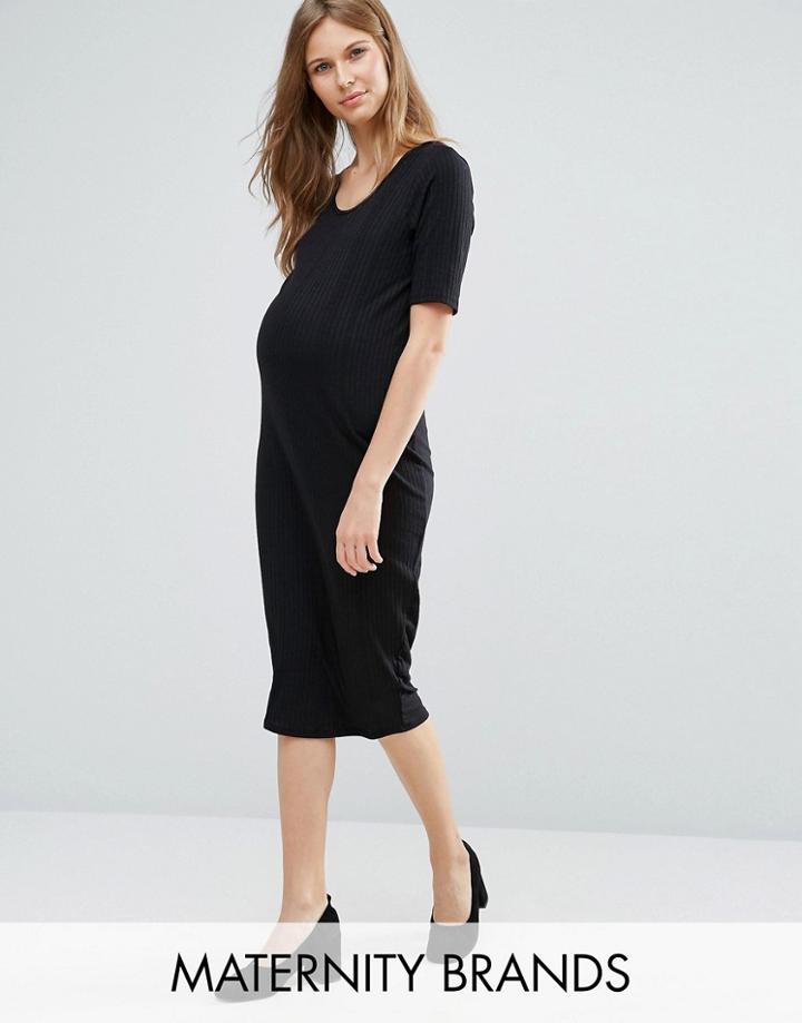 New Look Maternity Rib Midi Dress - Black