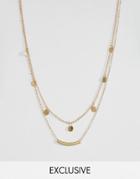 Reclaimed Vintage Inspired Disc & Bar Multirow Necklace - Gold