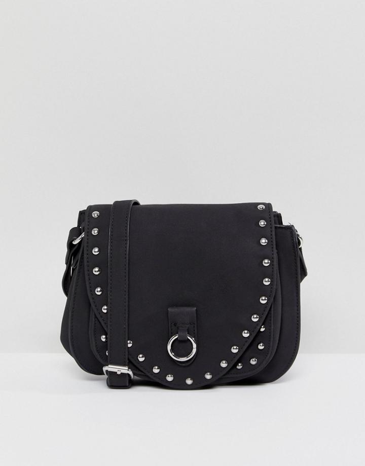 Pieces Studded Hoop Detail Cross Body Bag - Black