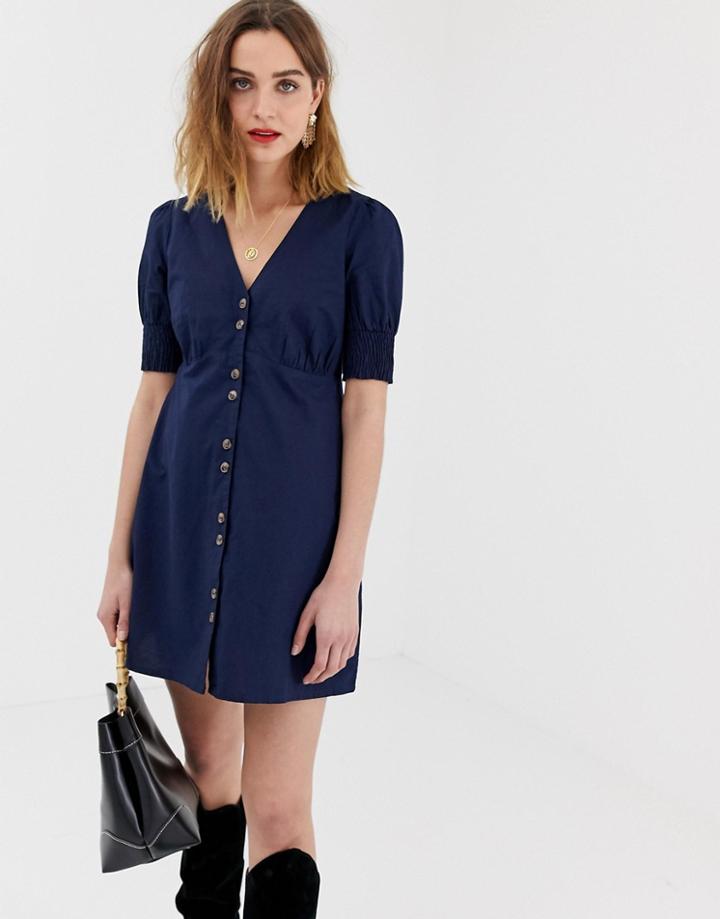 Vero Moda Cotton Mini Dress In Navy - Navy