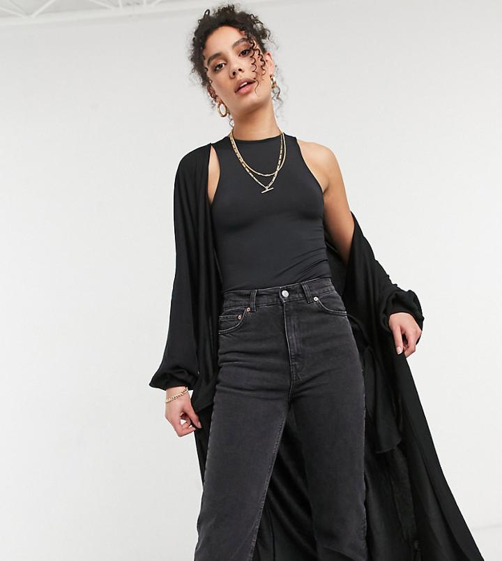 Noisy May Tall Longline Cardigan With Volume Sleeve In Black
