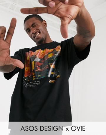 Asos Design X Ovie Oversized T-shirt With Artwork Print