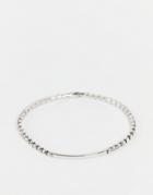 Asos Design Iced Pave Bracelet With Bar Detail In Silver Tone