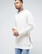 Asos Oversized Long Sleeve T-shirt With Long Drawcords And Printed Zip