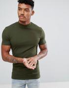 Asos Muscle Fit Turtleneck T-shirt In Green - Green