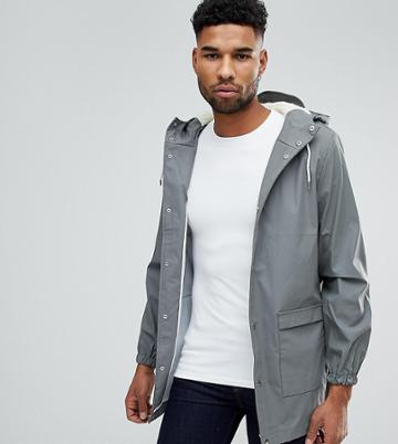 D-struct Tall Mid Length Water-resistant Jacket With Hood - Gray