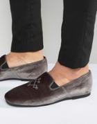 Hudson London Velvet Loafers - Gray