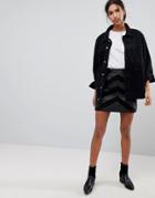 Selected Femme Leather And Suede Mini Skirt - Black