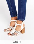 Asos Telescope Wide Fit Heeled Sandals - Off White