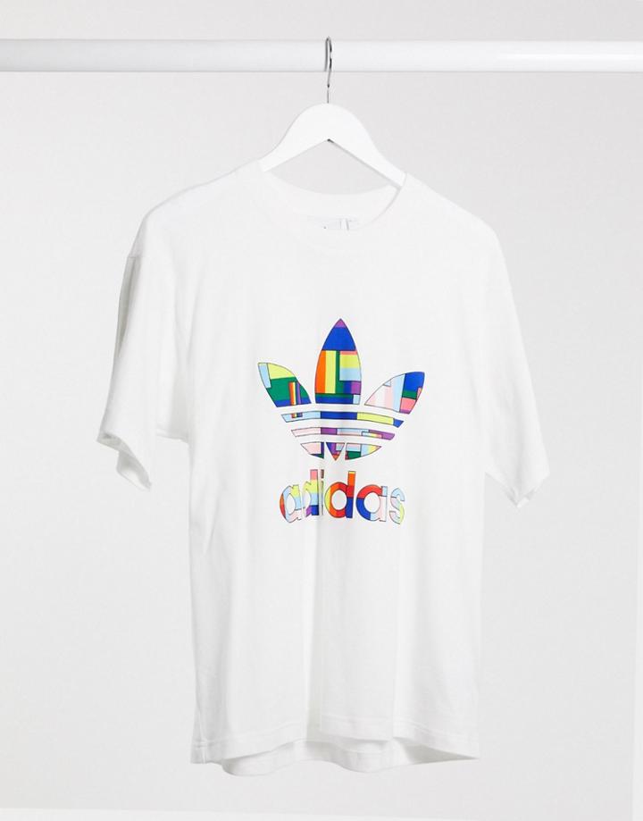 Adidas Originals Pride Trefoil T-shirt In White