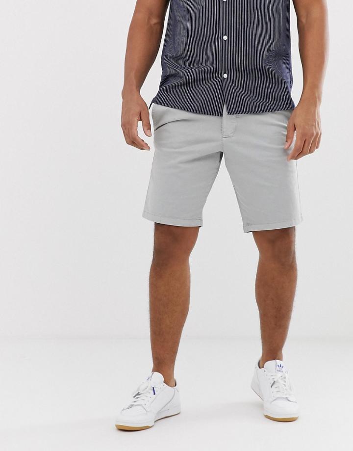 French Connection Slim Fit Peached Cotton Chino Shorts-gray