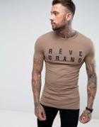 Asos Longline Muscle T-shirt With Reve Grand Print - Brown