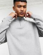 Asos Design Oversized Sweatshirt With Half Zip In Gray Marl