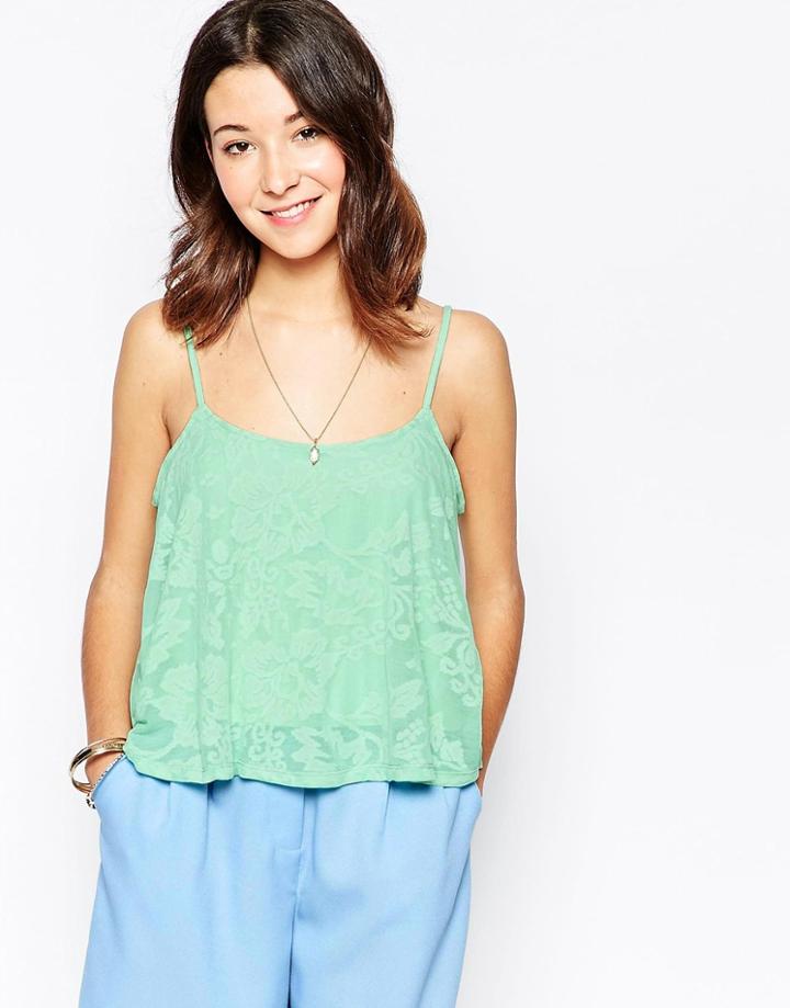 First & I Floral Print Crop Top - Misty Jade