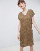 Ichi Mini Moon Print V-neck Shift Dress - Green