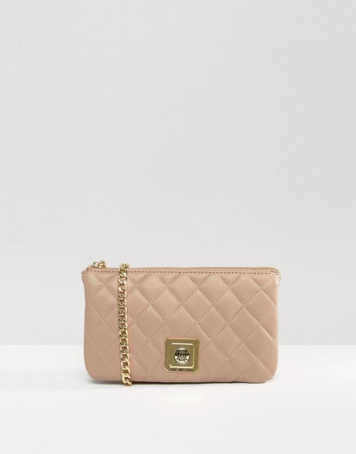 Love Moschino Quilted Clutch Bag - Beige