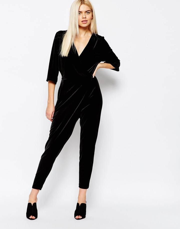 Monki Wrap Front Jumpsuit - Black