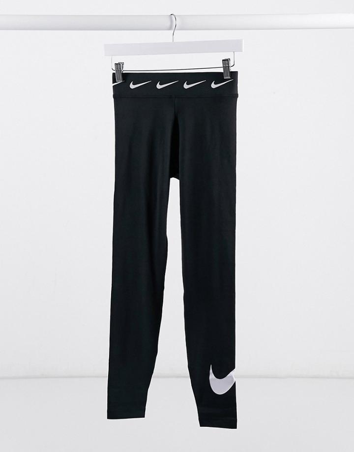 Nike High Waisted Leggings With Ankle Logo In Black